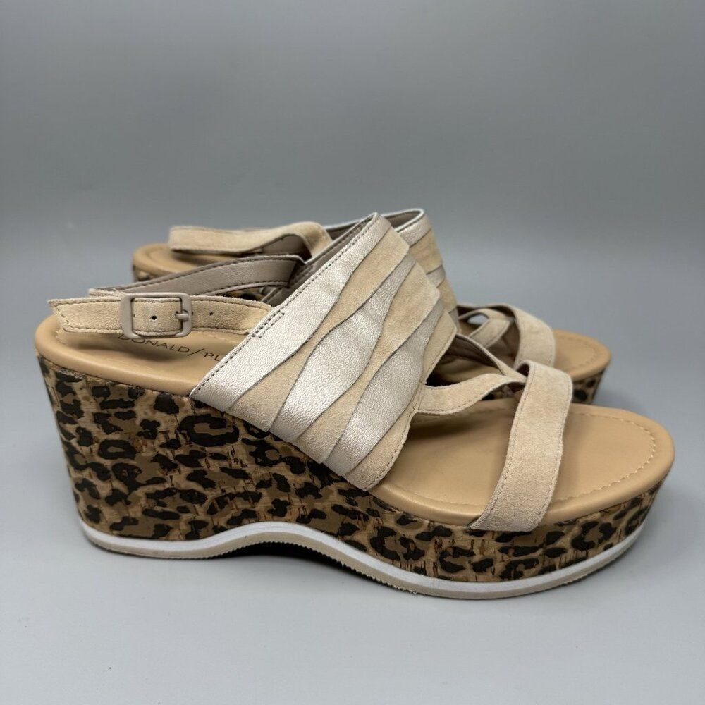 Donald Pliner Womens Valri Wedge Slides Sandals Leopard Print Cork Platform 9M